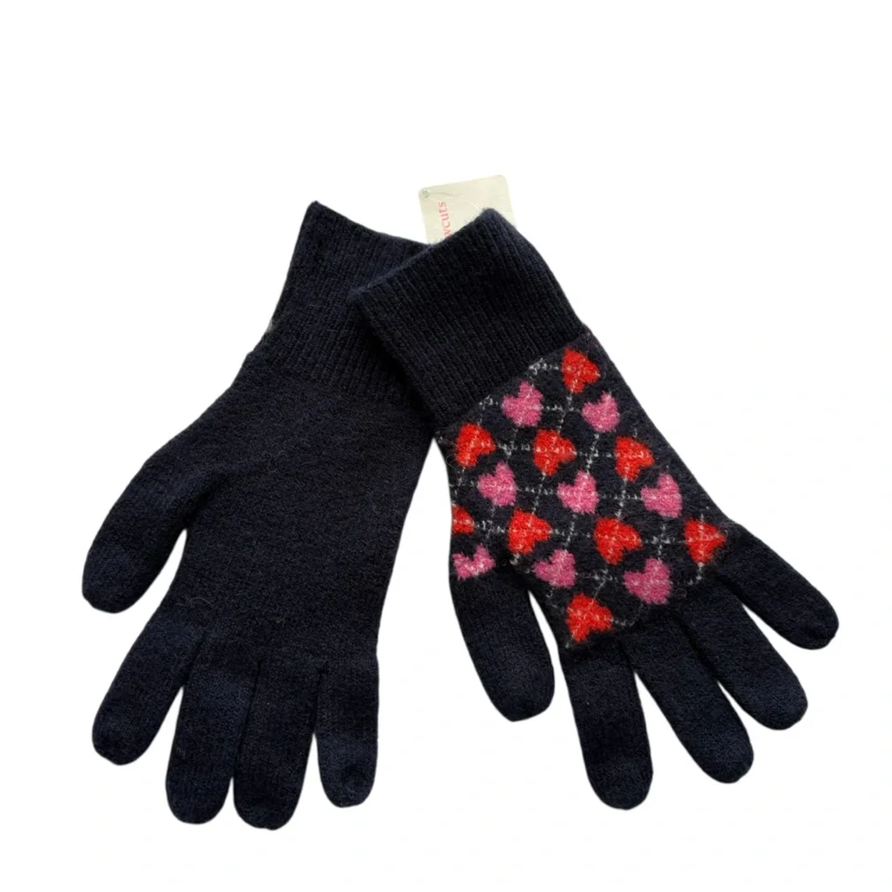 New J crew Crewcuts Girls' heart argyle gloves in supersoft yarn Blue Pink
